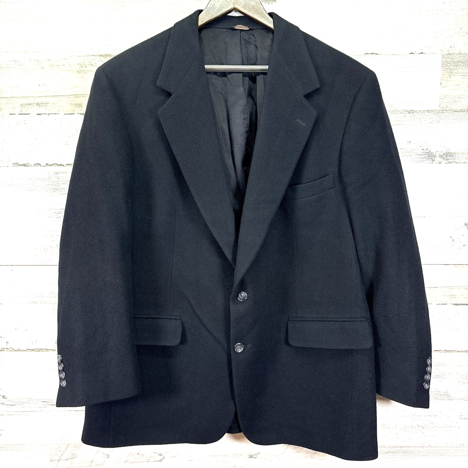 Bill Blass Black Label Mens Black 100% Camel Hair 2 Button Blazer Jacket Sz 48r